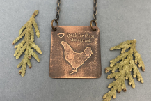 Chicken Necklace- Etched Copper