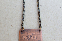 Copper Etched Necklace-Vegan Bird Pendant